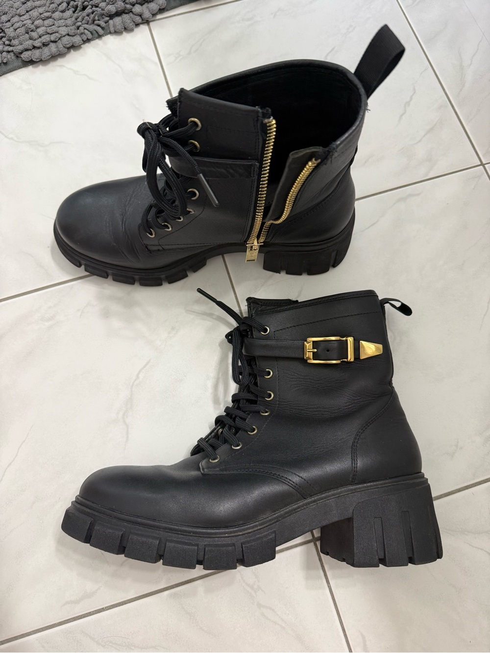 Thursday Boot Company Platform Combat Boots with Gold Buckle